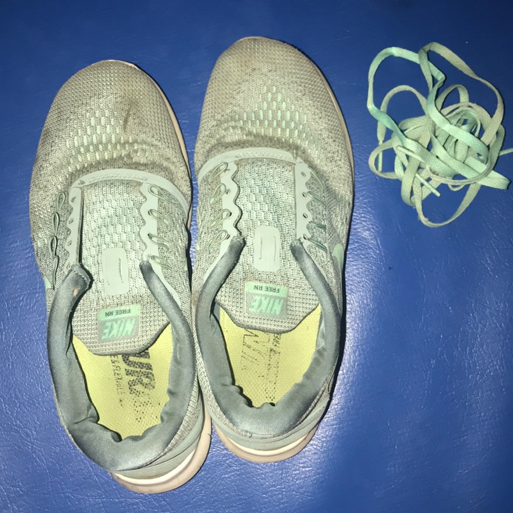 Mint Green and Green Nike Shoes